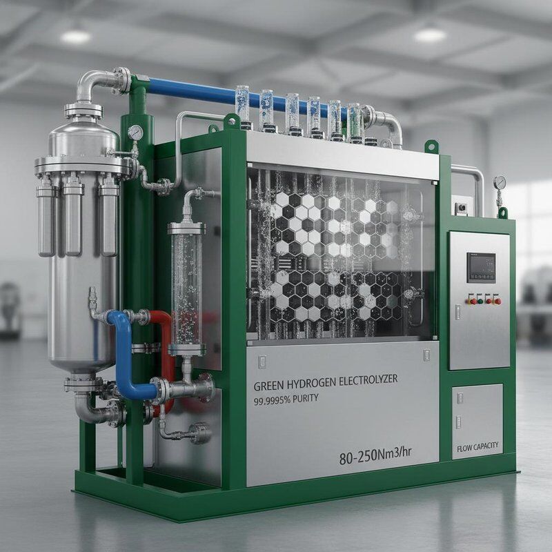 純度 99.9995% 80-250Nm3/hr の流量容量を備えたグリーン水素製造プラントの水電解装置
